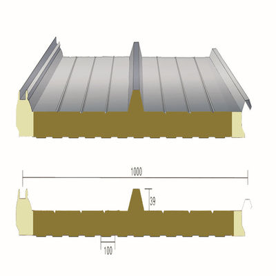 Panel atap PU yang dapat disesuaikan Pu atap sandwich dengan ketahanan yang dijamin dan waterproofing