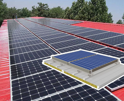 Ya tahan api 75mm panel atap fotovoltaik untuk solusi atap yang berkelanjutan dan ramah lingkungan