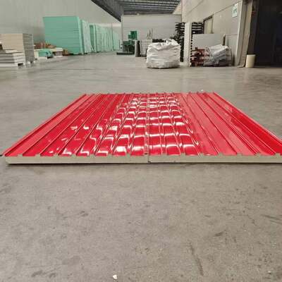 Panel atap tahan api sandwich pu dekoratif Panel pelapis atap logam eksterior Panel sandwich dinding besar